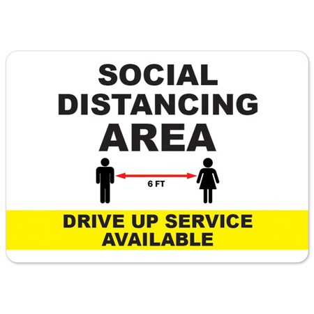 Public Safety Sign, Social Distancing Area Drive Up Space Available, 36in X 48in Decal